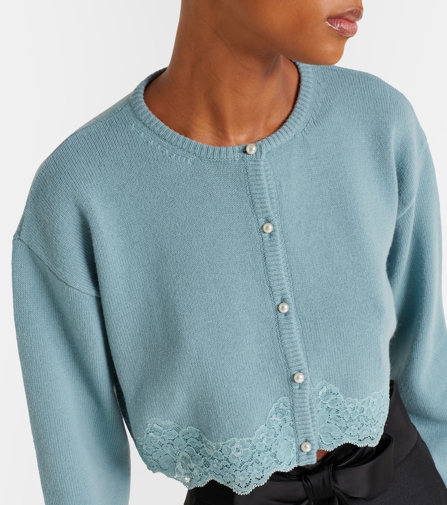  Valentino Valentino Cropped-cardigan Aus Schurwolle Mit Spitze 