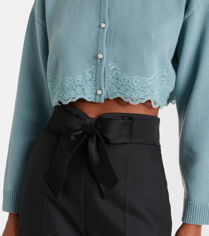  Valentino Valentino Cropped-cardigan Aus Schurwolle Mit Spitze 