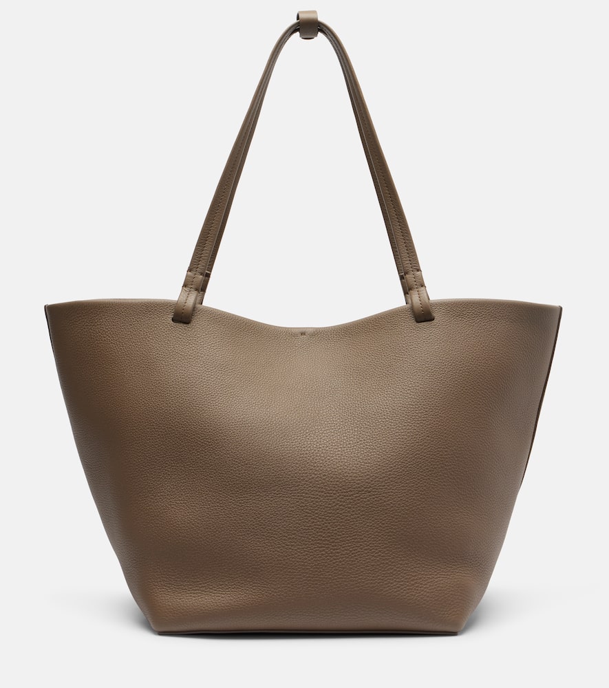 The Row Park Medium Leather Tote Bag In Gray