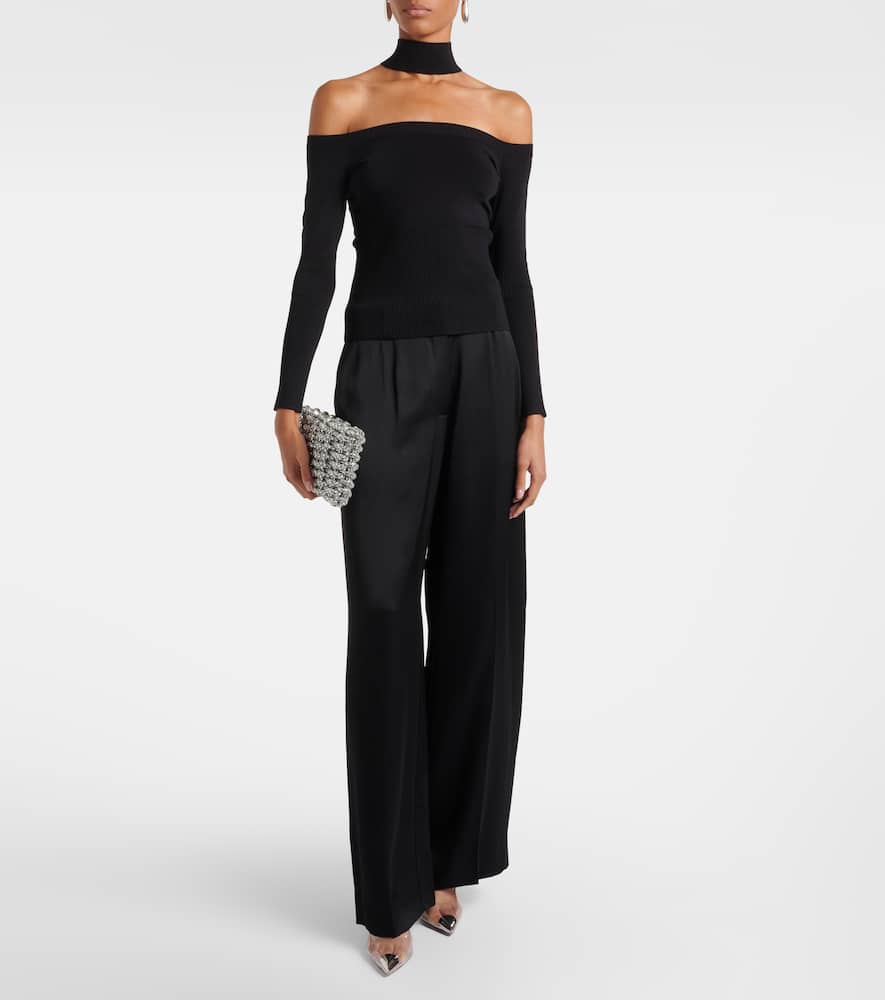 Simkhai Lila Ribbed-knit Off-shoulder Top In Black
