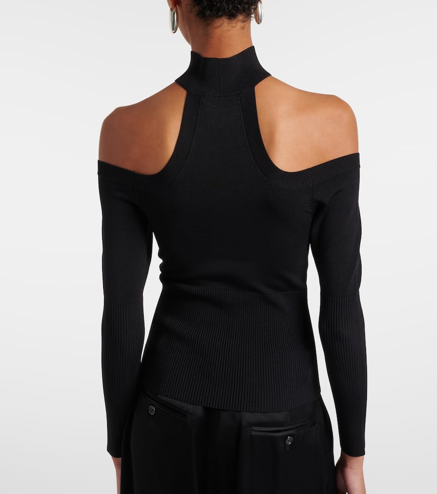 Simkhai Lila Ribbed-knit Off-shoulder Top In Black
