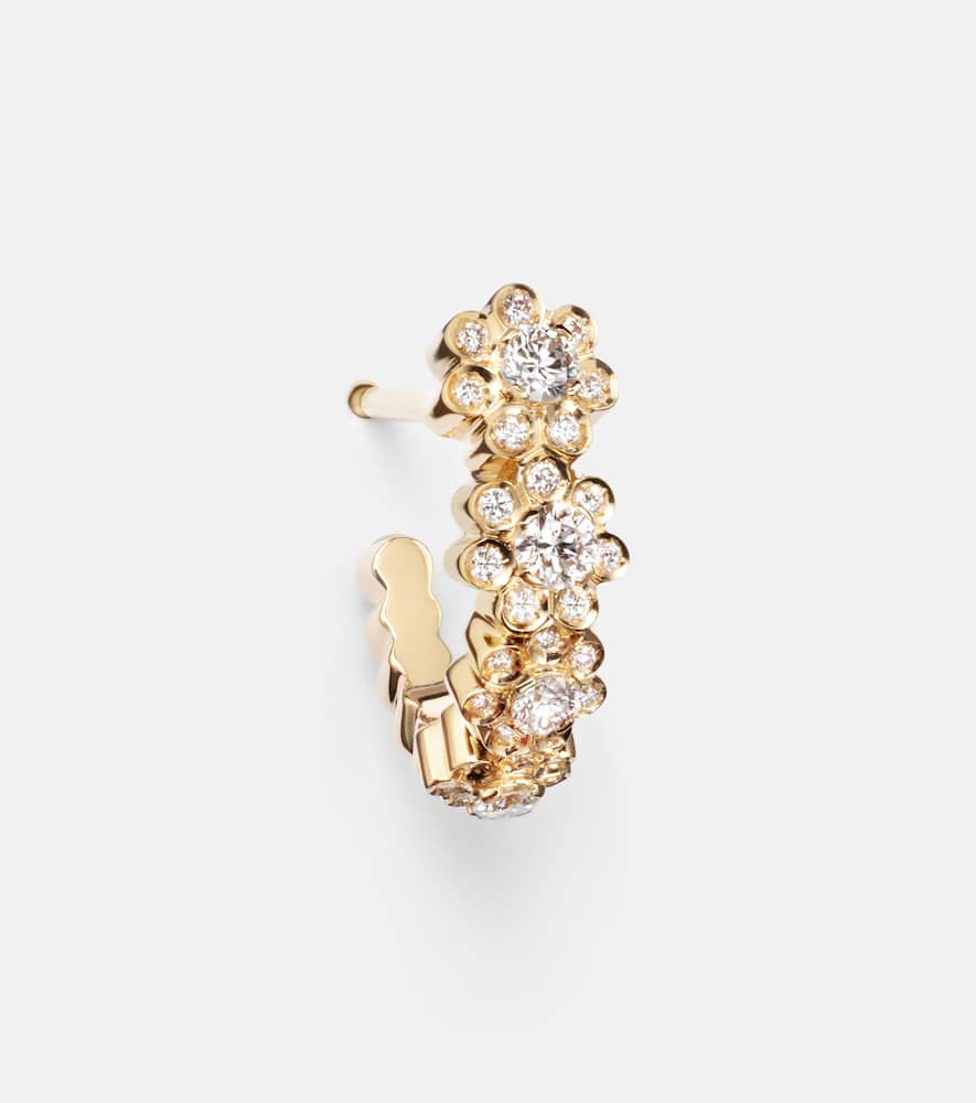 Sophie Bille Brahe Petite Boucle De Fleurs 18kt Gold Earrings With Diamonds In Gold
