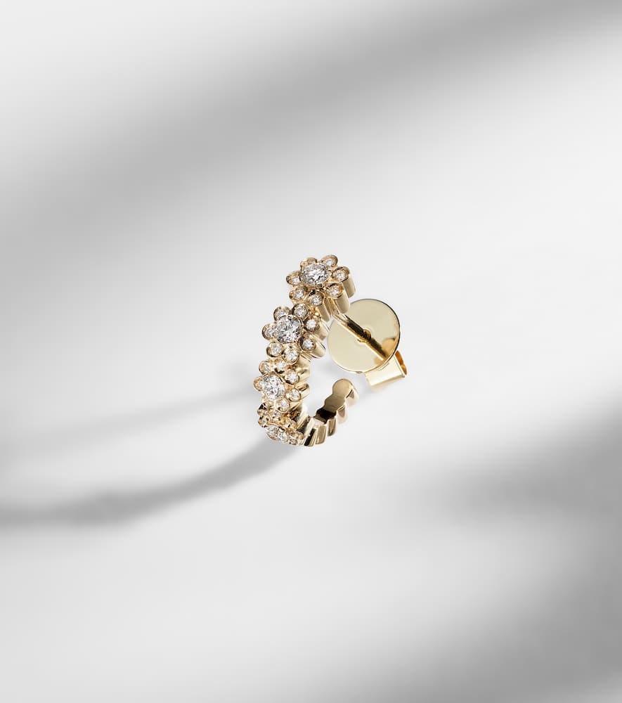 Sophie Bille Brahe Petite Boucle De Fleurs 18kt Gold Earrings With Diamonds In Gold