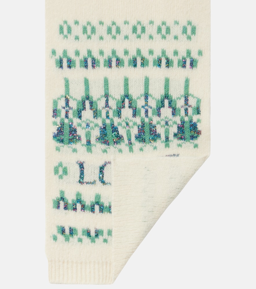  Loewe Loewe Logo Sequined Wool-blend Jacquard Scarf 