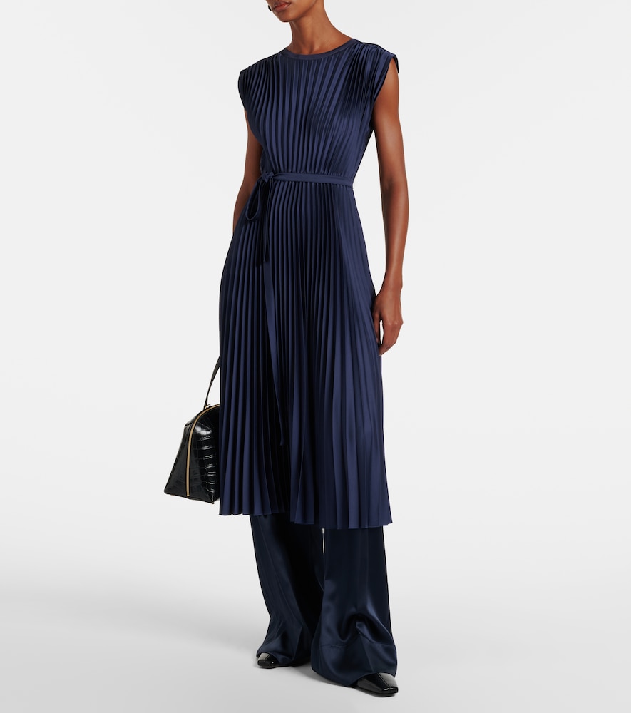 Joseph Volta plissé belted crêpe midi dress