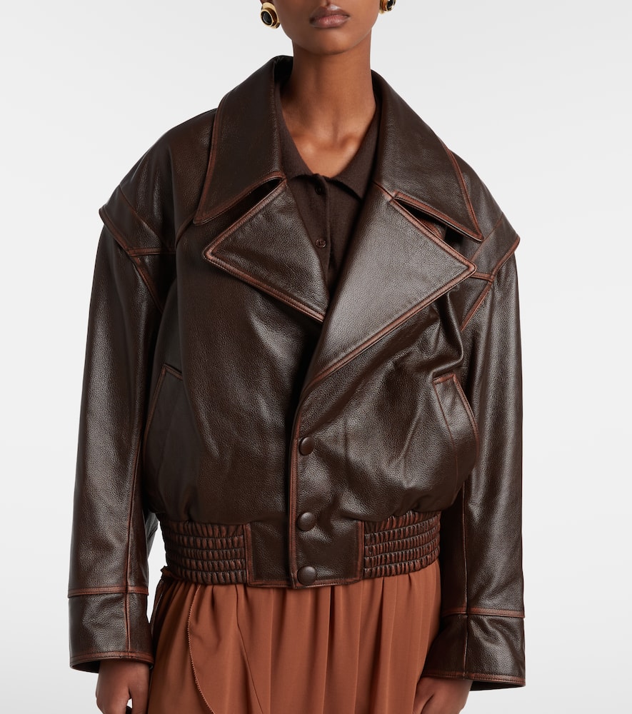 Jacques Wei Leather Biker Jacket In Brown