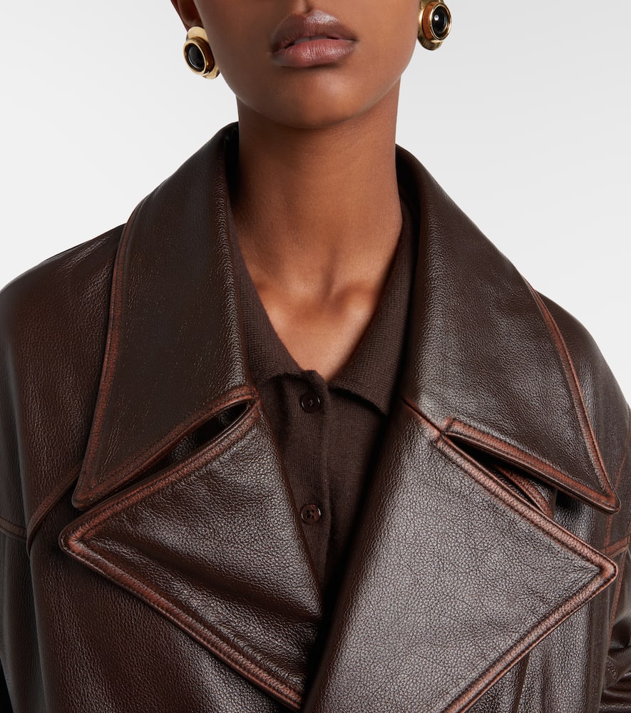 Jacques Wei Leather Biker Jacket In Brown