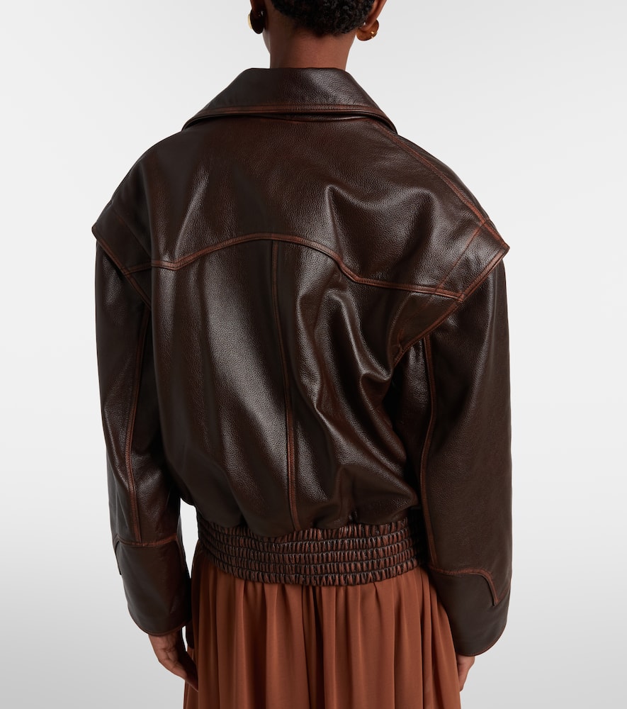 Jacques Wei Leather Biker Jacket In Brown