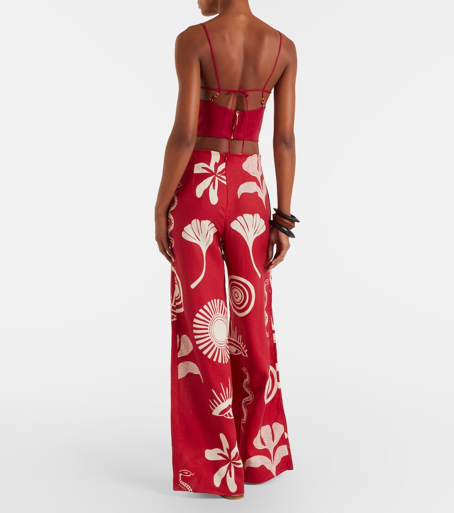 Cala De La Cruz Cala De La Cruz Toya Printed Linen Wide-leg Pants 