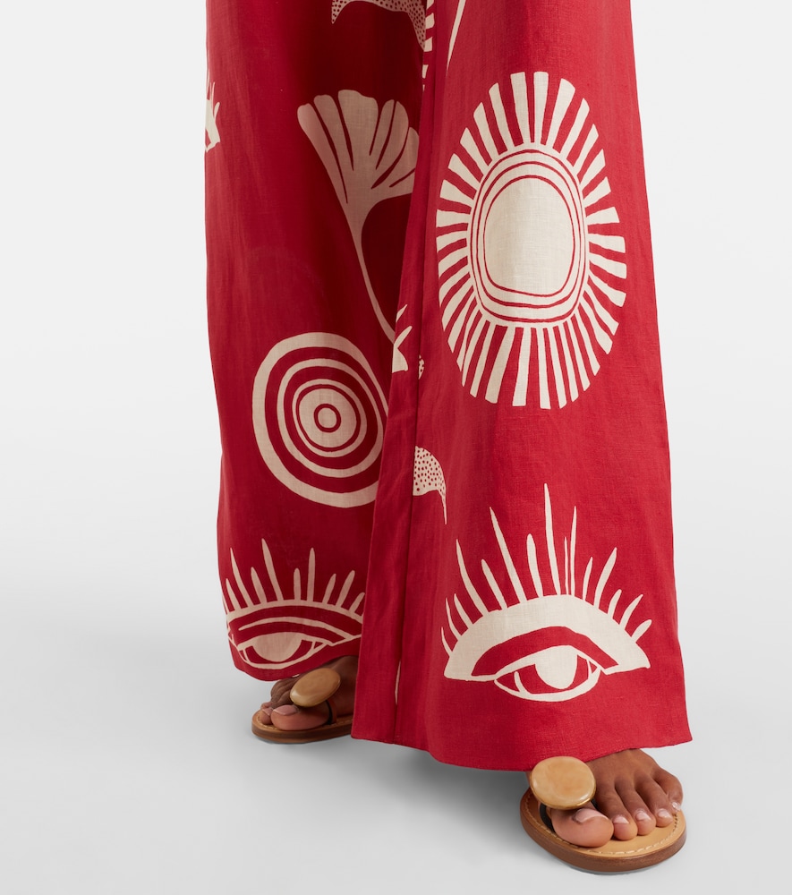  Cala De La Cruz Cala De La Cruz Toya Printed Linen Wide-leg Pants 