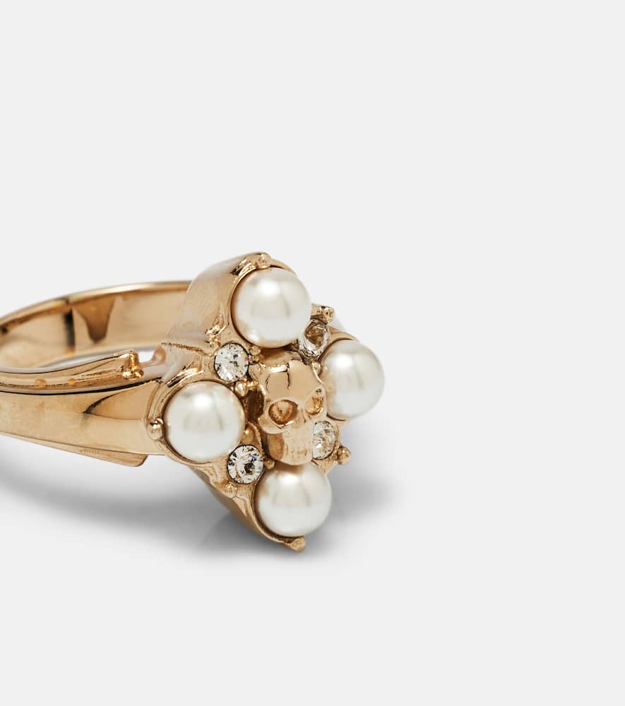 Alexander Mcqueen Skull Embellished Ring In Gold