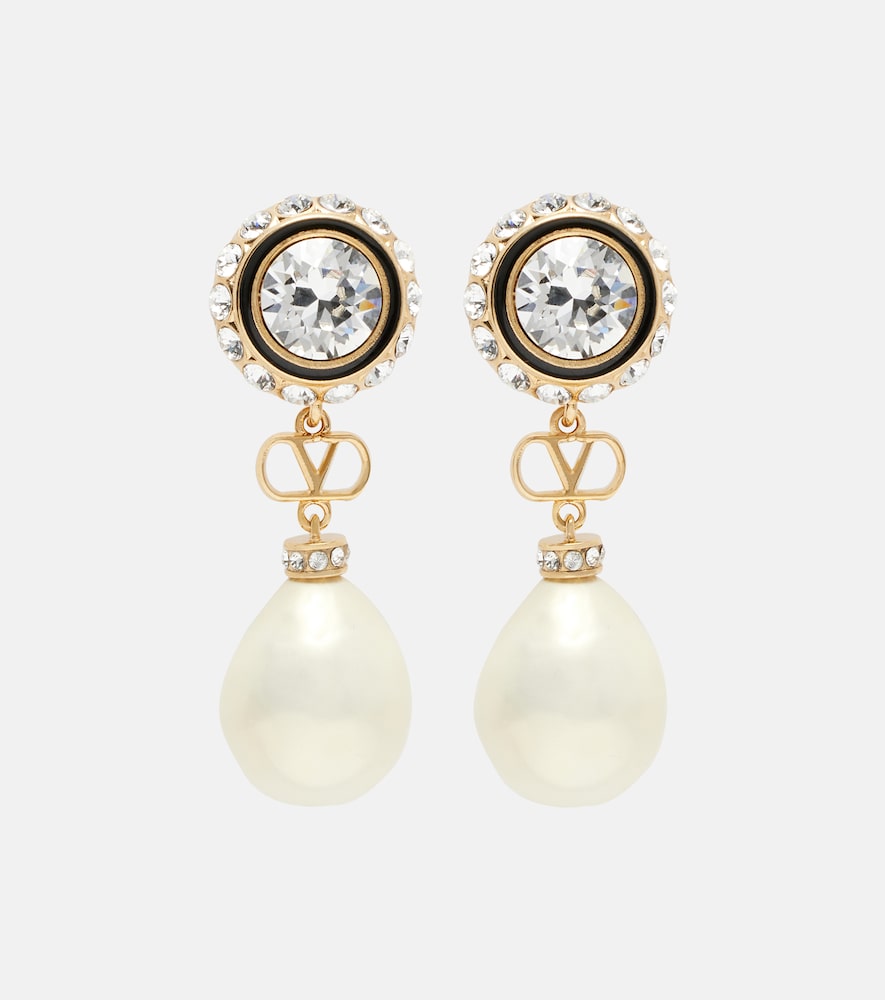 Valentino VLogo embellished drop earrings