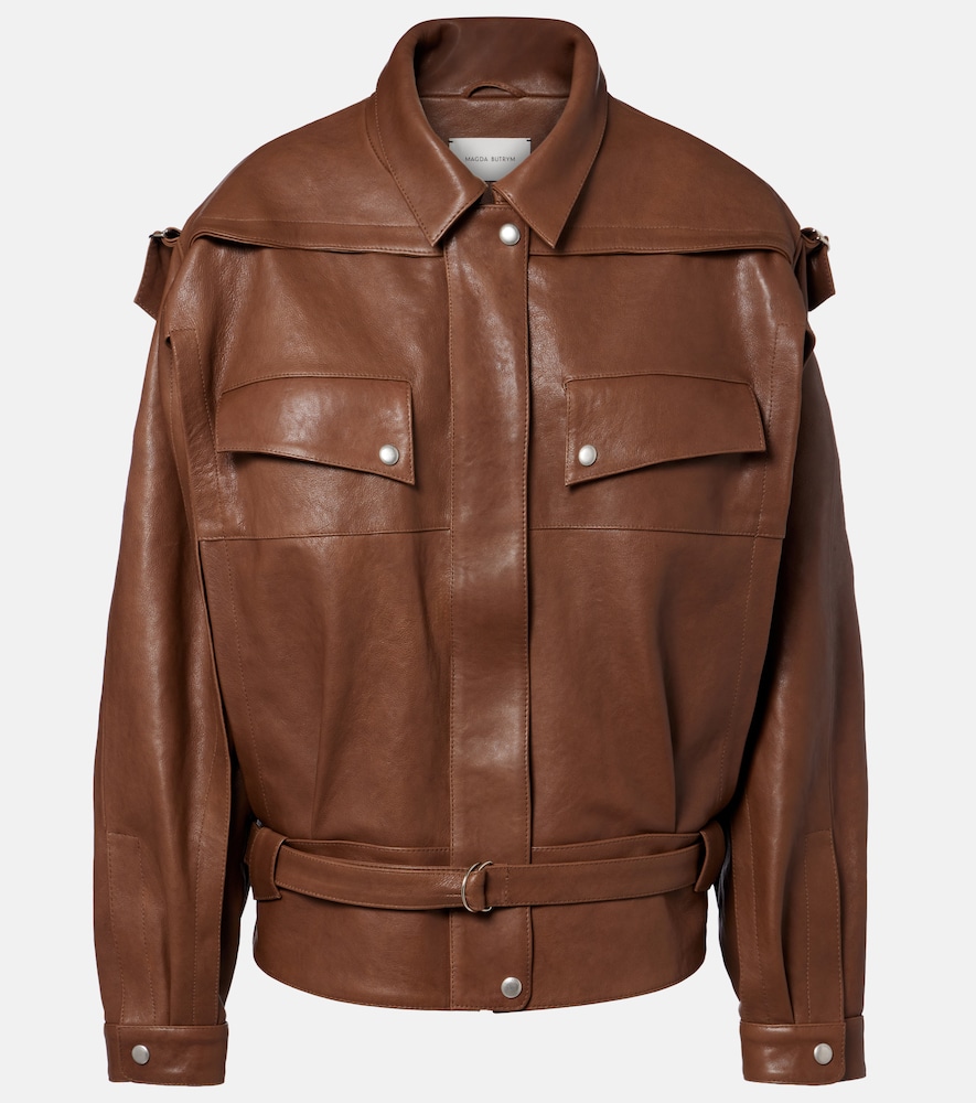 Magda Butrym Belted oversized leather jacket