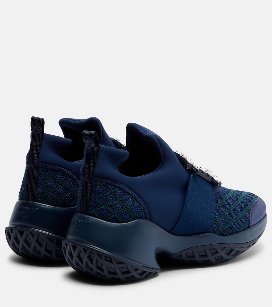 Roger Vivier Roger Vivier Viv' Run Suede-trimmed Slip-on Sneakers 