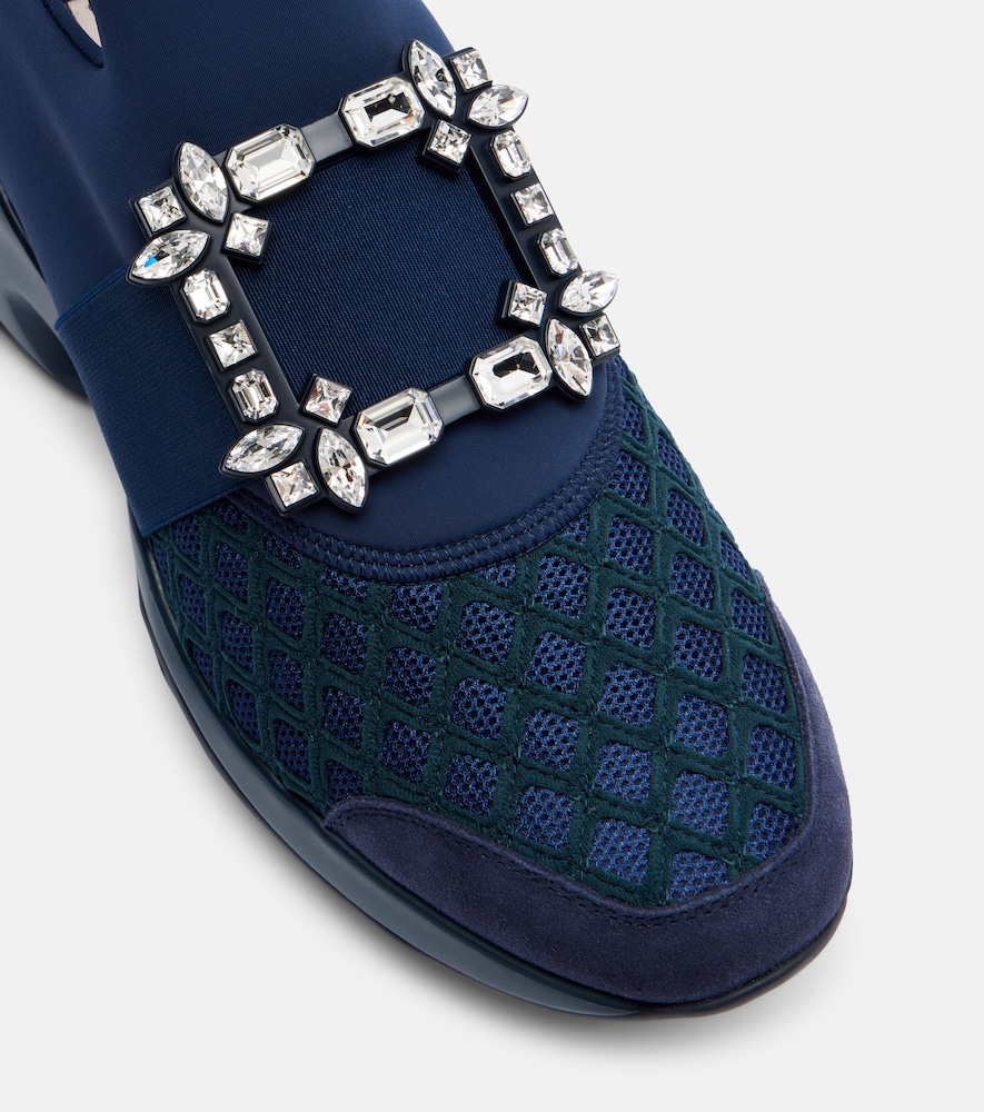  Roger Vivier Roger Vivier Viv' Run Suede-trimmed Slip-on Sneakers 