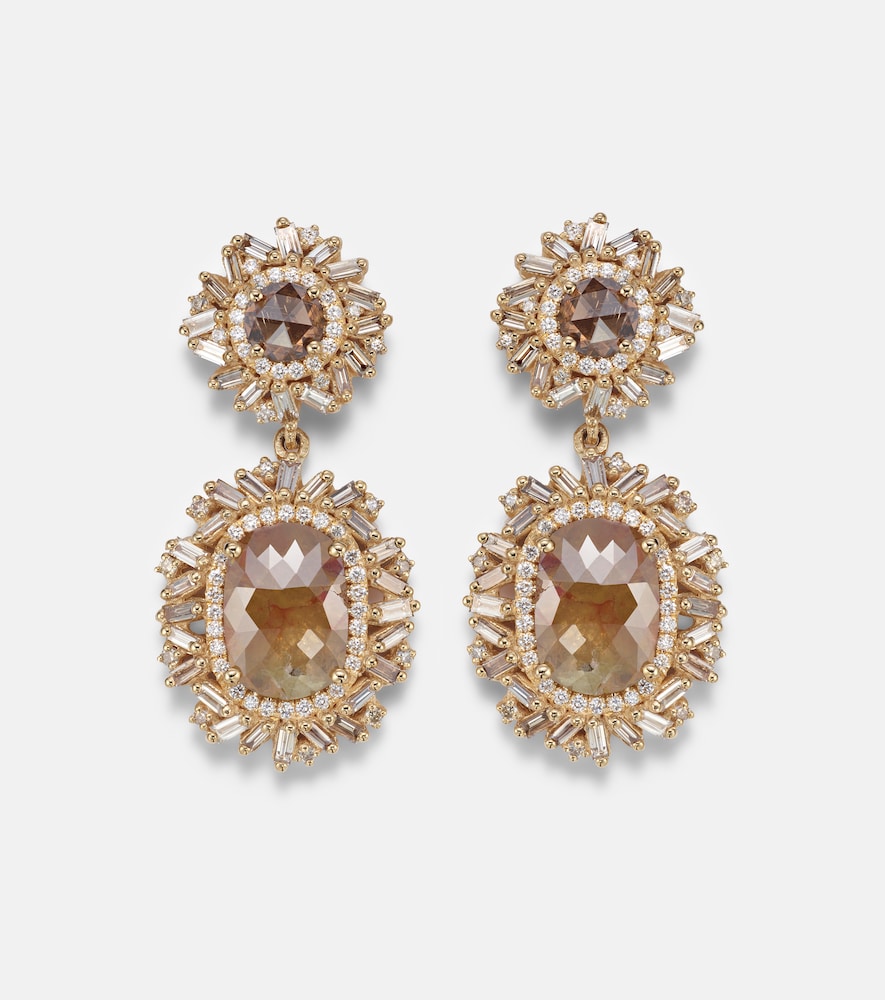 Suzanne Kalan Doublet 18kt gold drop earrings with diamonds
