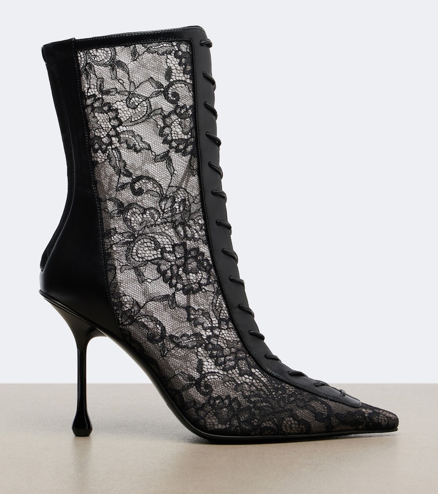 Scarlett Leather-Trimmed Lace Ankle Boots