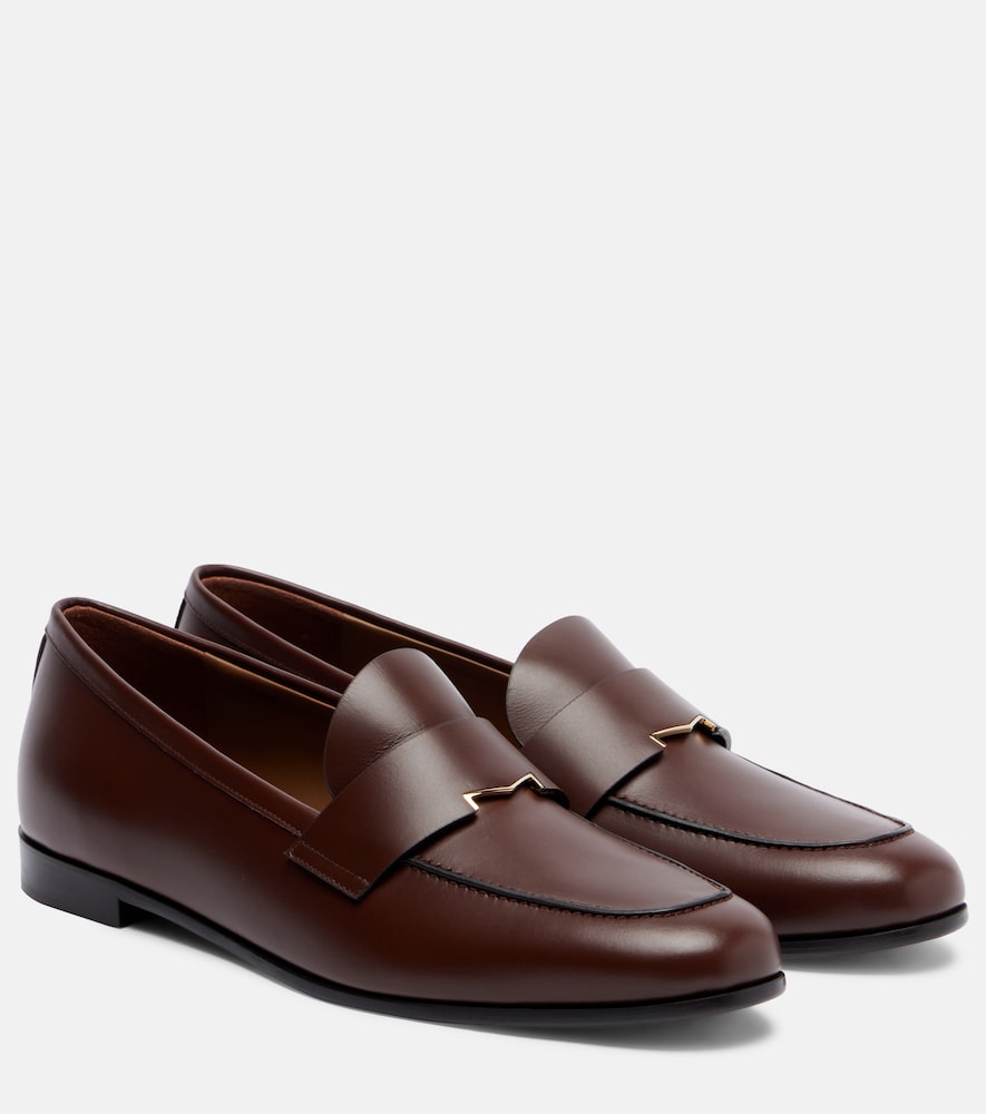Max Mara Max Mara Embellished leather penny loafers　Max Mara 装飾レザー ペニーローファー