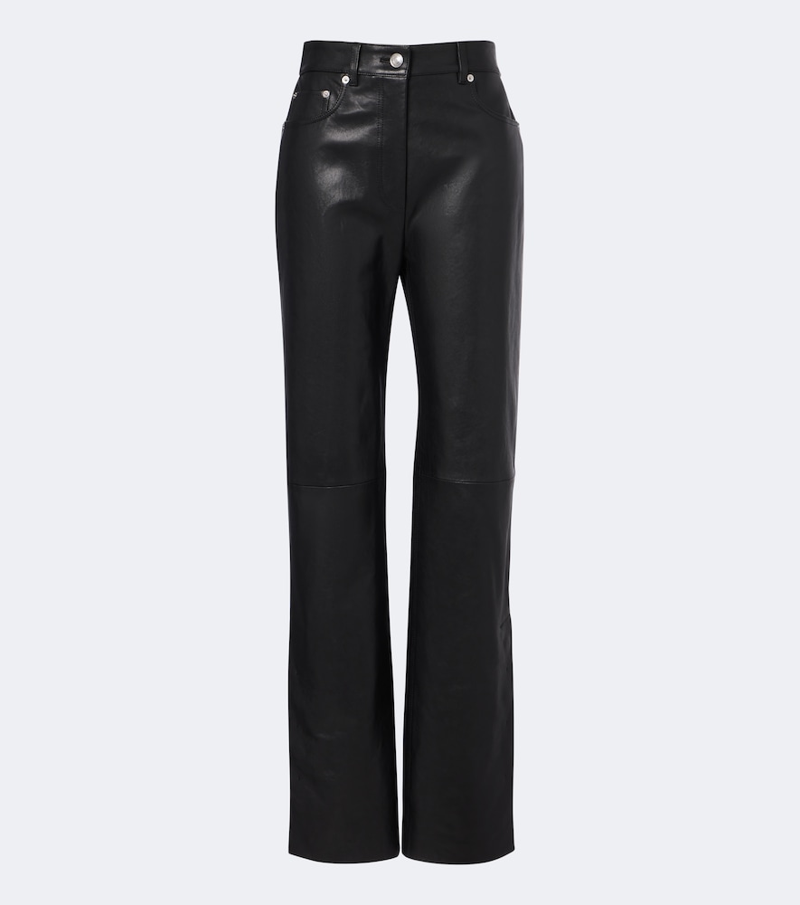 Gerade Hose aus Leder und Veloursleder
