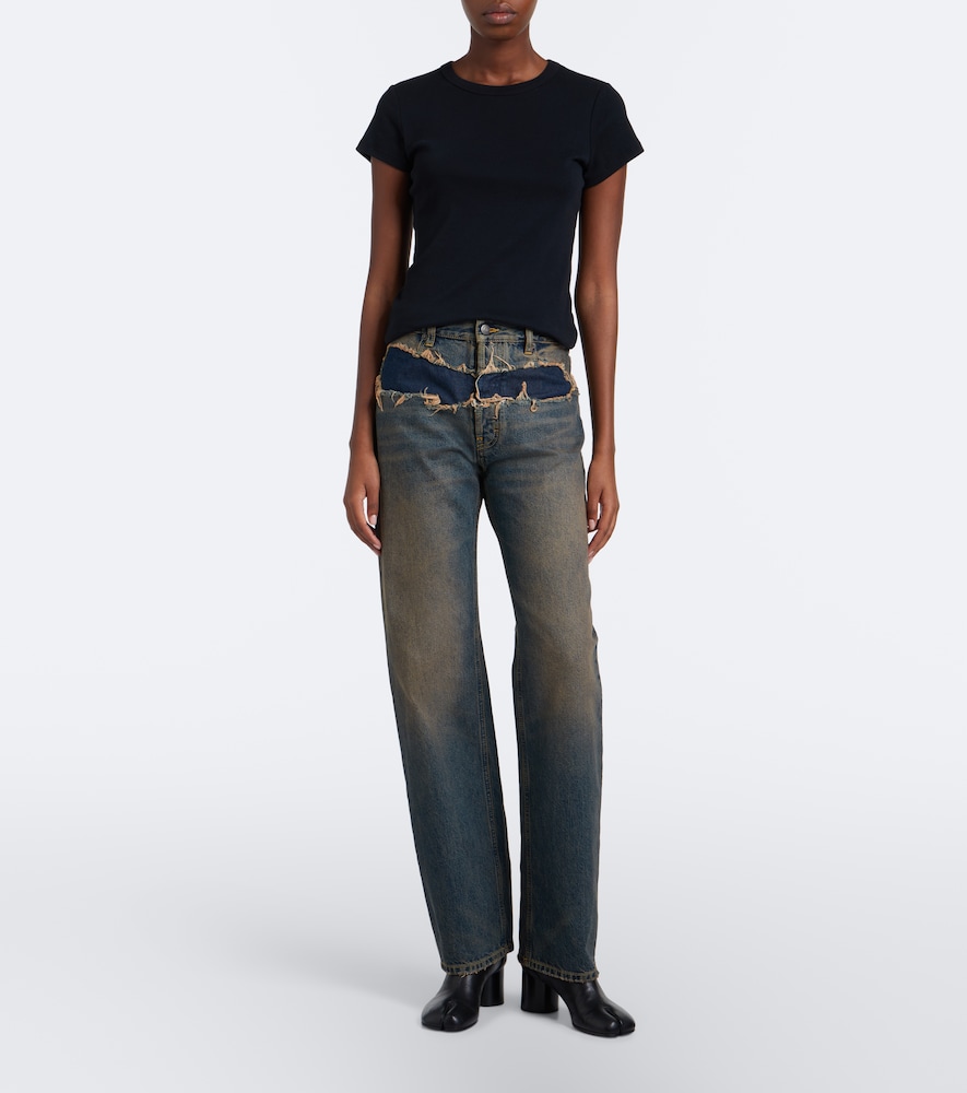 Distressed Denim Straight Jeans
