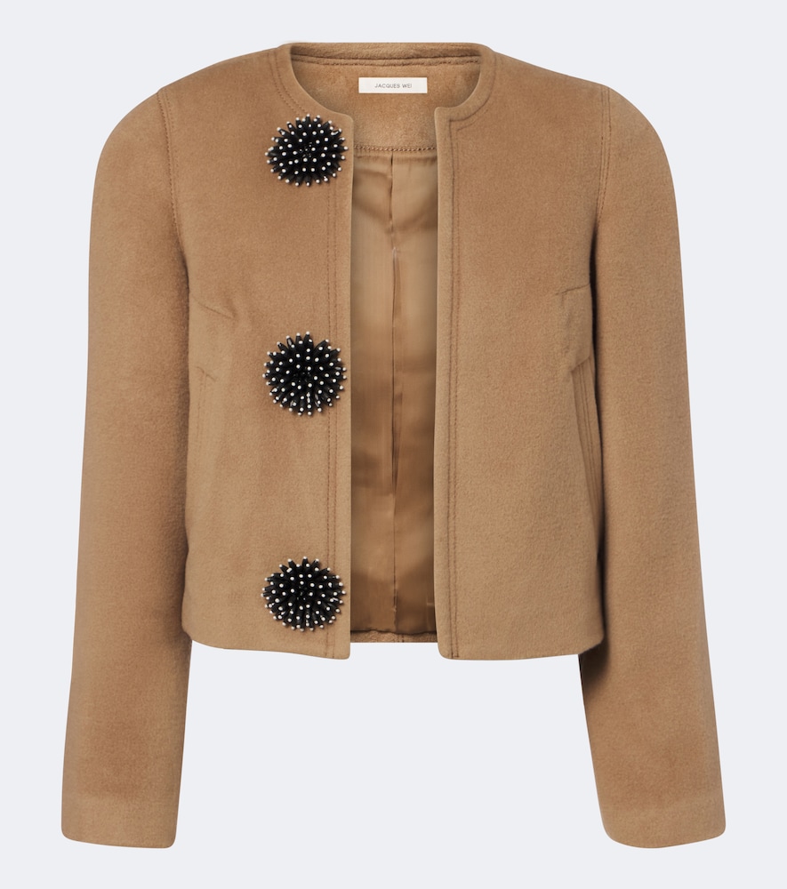 Jacques Wei Embellished Wool Jacket In Beige