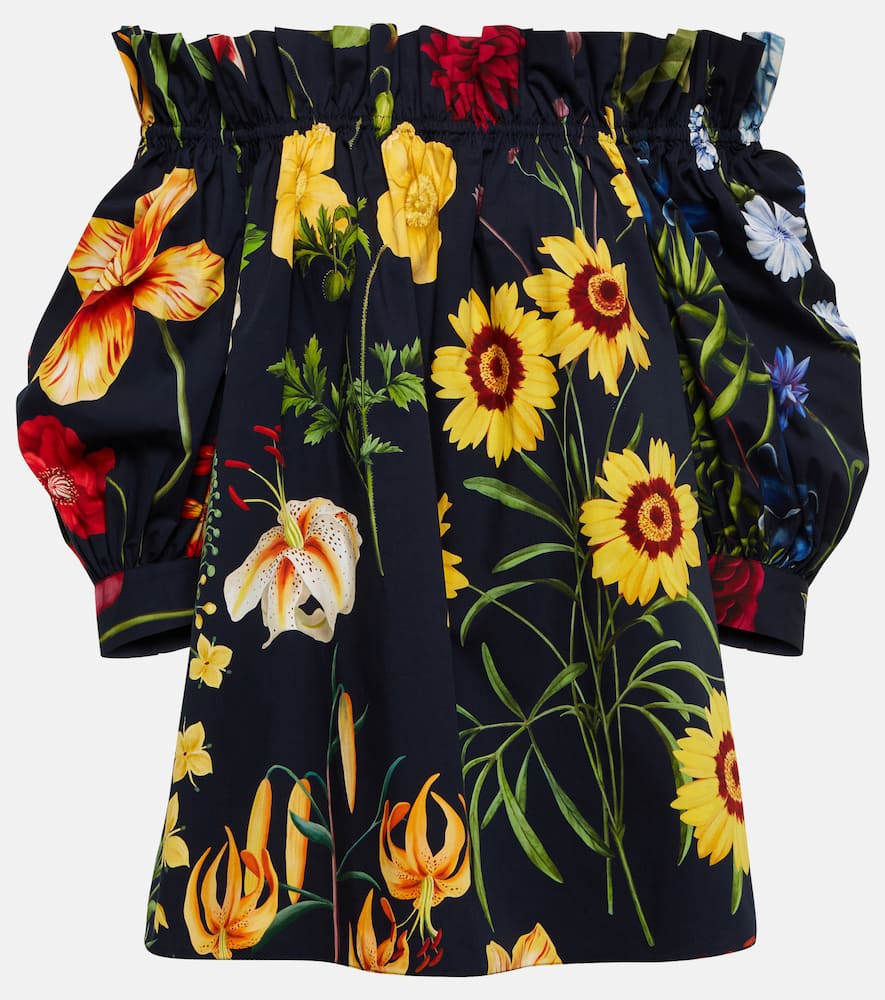 Oscar de la Renta Floral cotton-blend blouse
