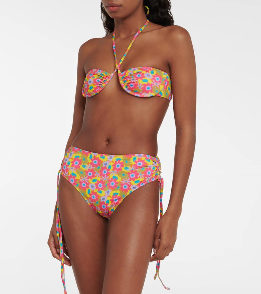 Shop Bananhot Liz High-rise Floral Bikini Bottoms In Sunflower