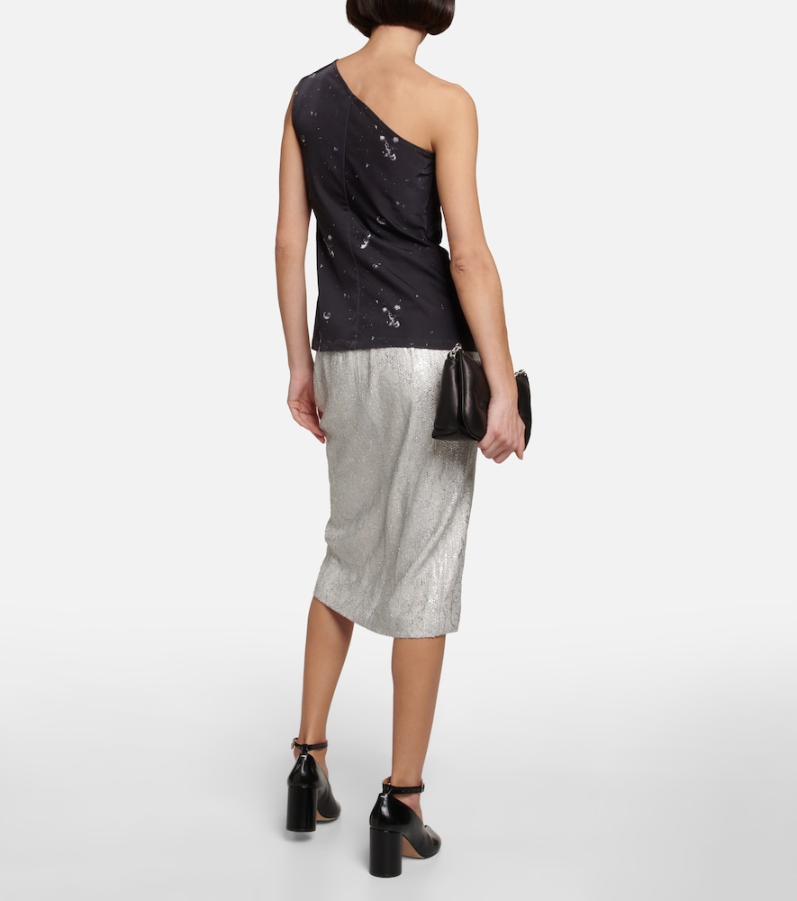  Jacques Wei Jacques Wei Printed Cutout One-shoulder Top 
