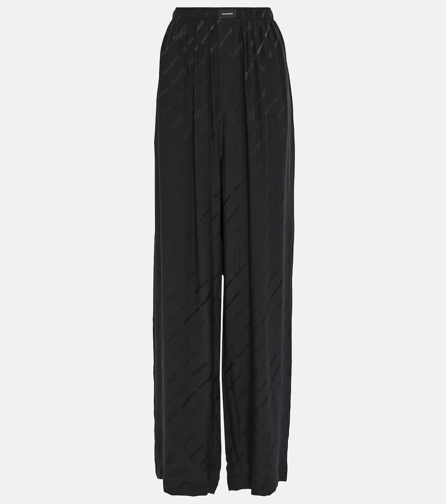 BALENCIAGA LOGO HIGH-RISE WIDE-LEG PANTS