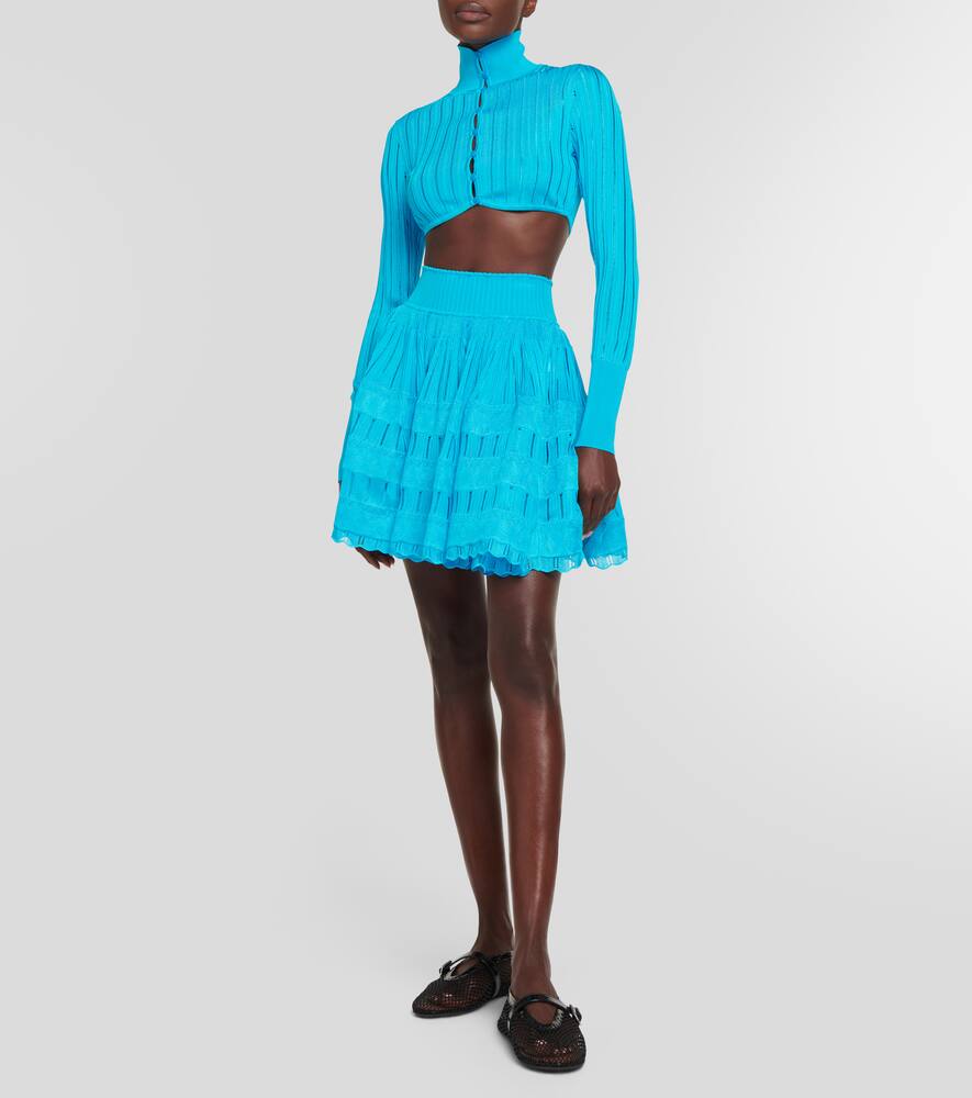 Shop Alaïa Crinoline Miniskirt In Blue