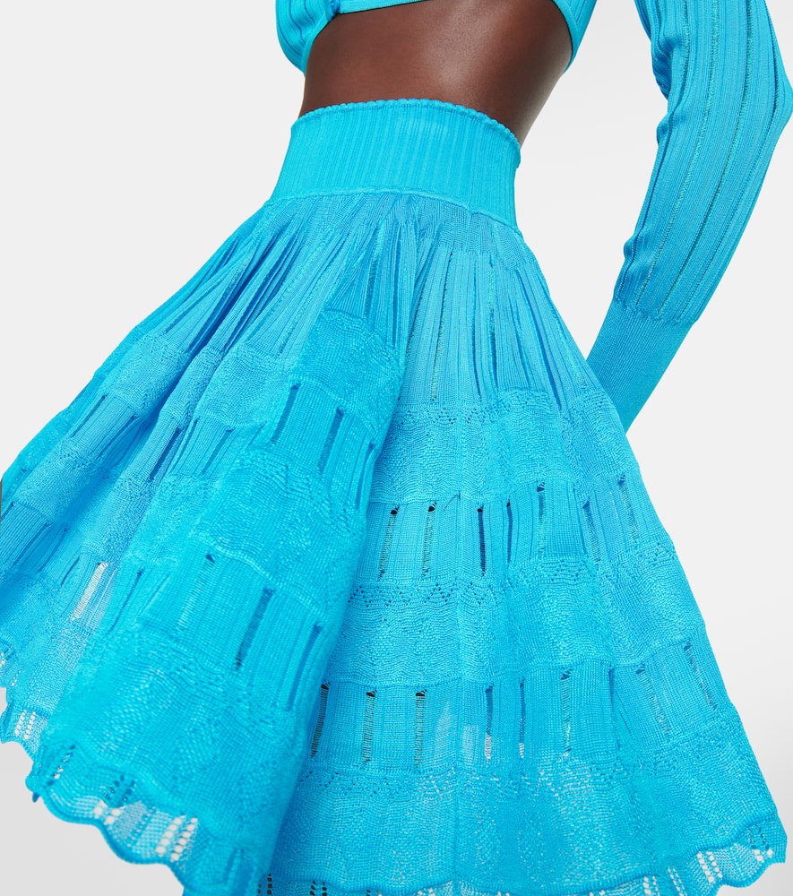 Shop Alaïa Crinoline Miniskirt In Blue