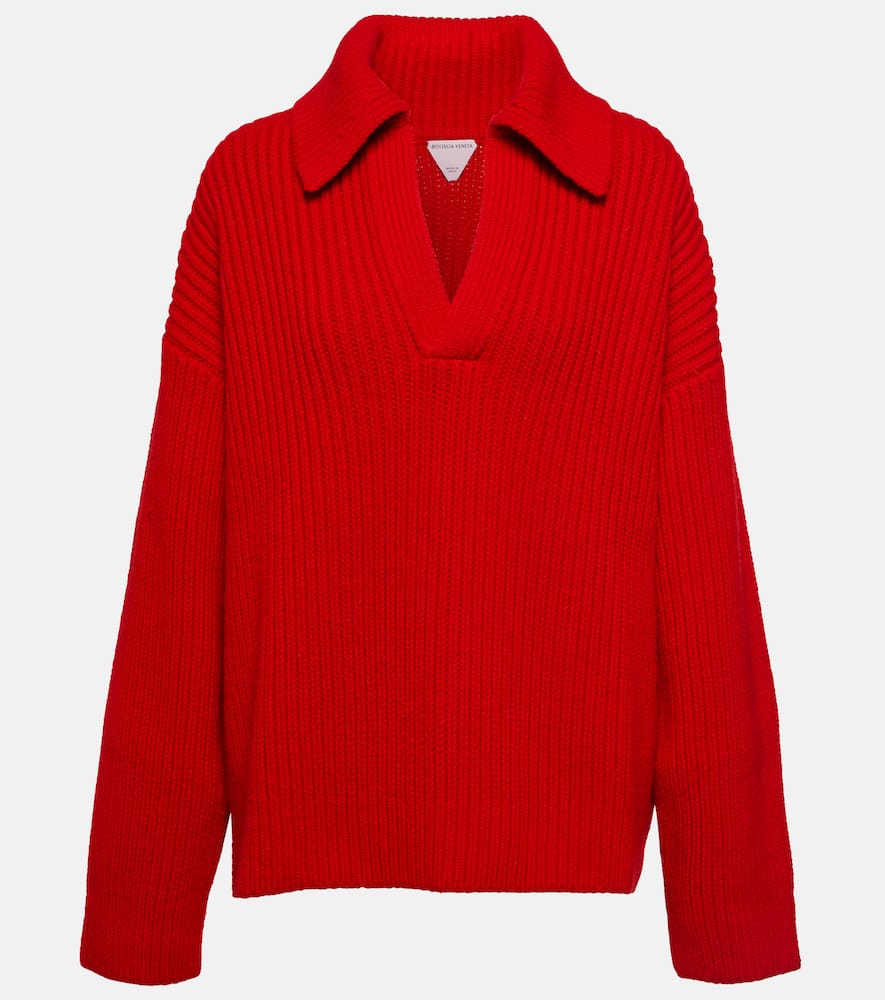 Shop Bottega Veneta Wool And Cashmere Polo Sweater In Red