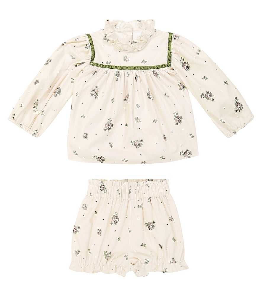 C'era Una Volta Baby Ayame floral cotton blouse and shorts set