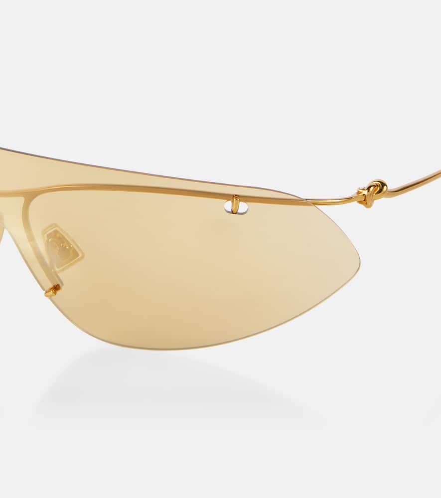 Bottega Veneta Knot Shield Sunglasses In Gold