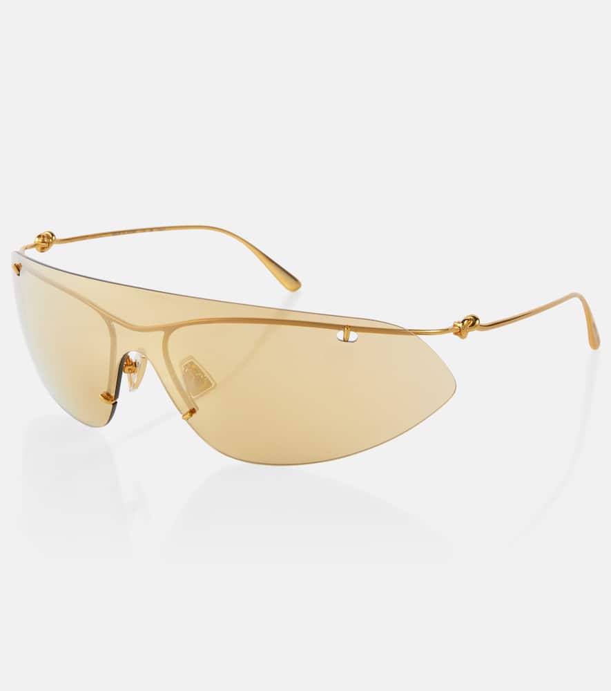 Bottega Veneta Knot Shield Sunglasses In Gold