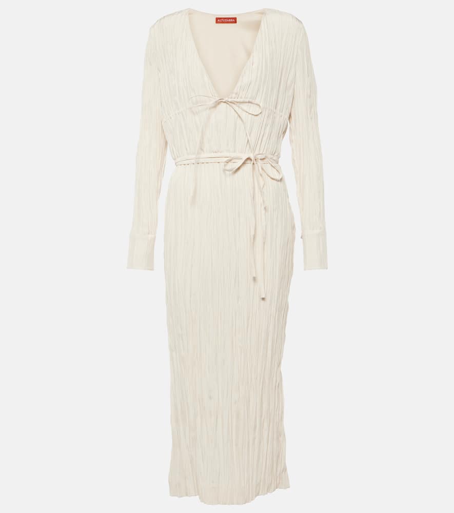 Altuzarra Carol Tie-detail Satin Midi Dress In White