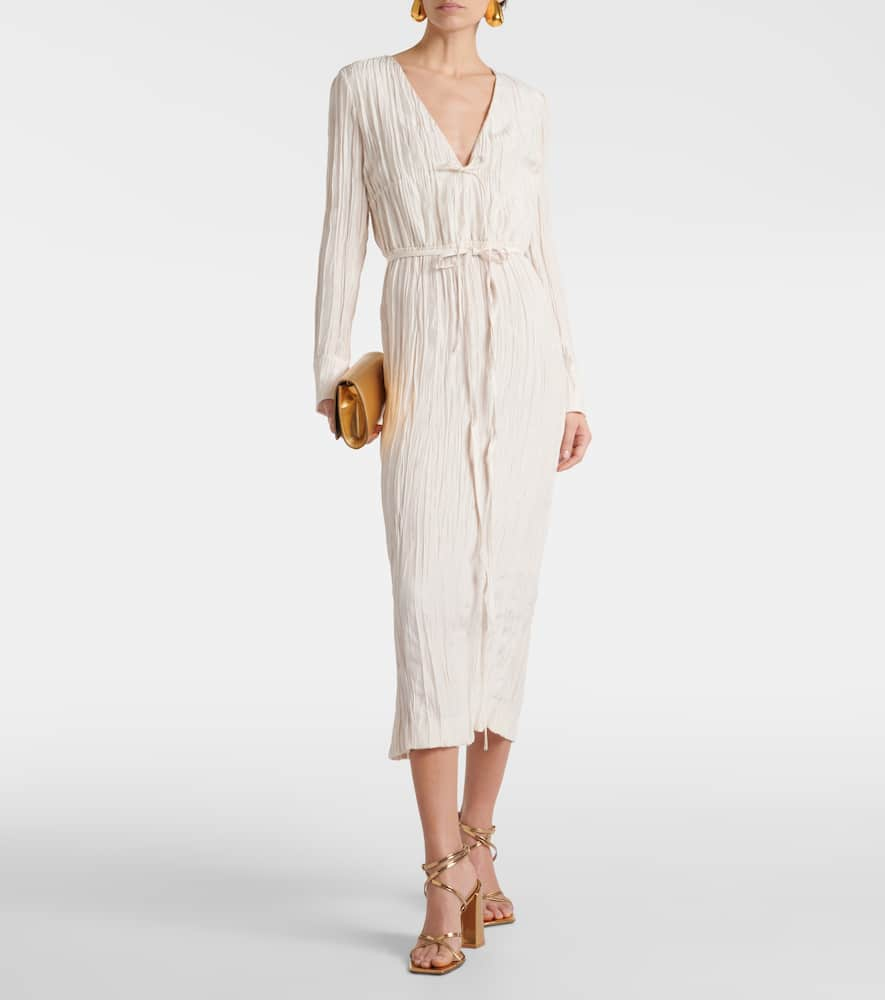 Shop Altuzarra Carol Tie-detail Satin Midi Dress In White