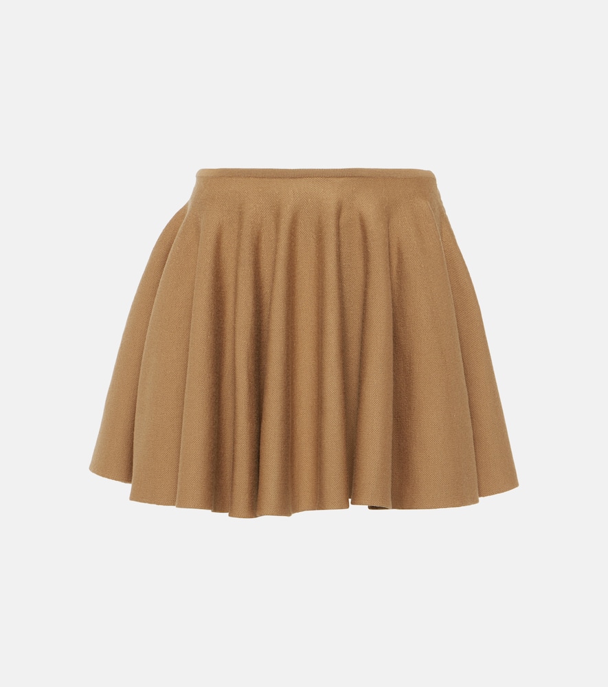 Shop Khaite Ulli Wool-blend Miniskirt In Brown