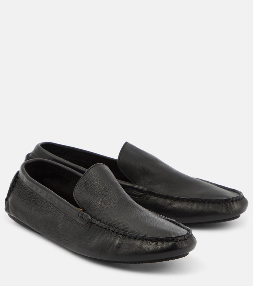 The Row Lucca Leather Loafers In Black