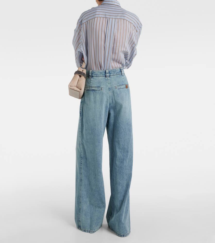 Shop Brunello Cucinelli High-rise Wide-leg Jeans In Blue