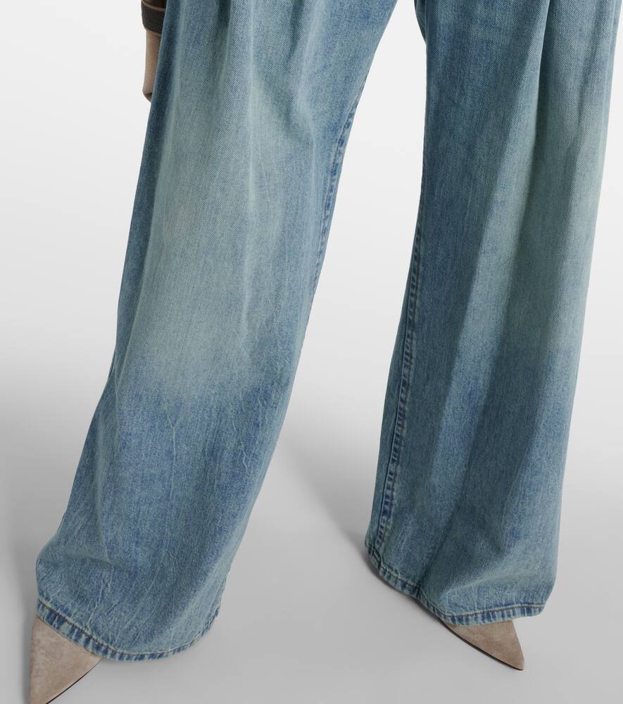 Shop Brunello Cucinelli High-rise Wide-leg Jeans In Blue