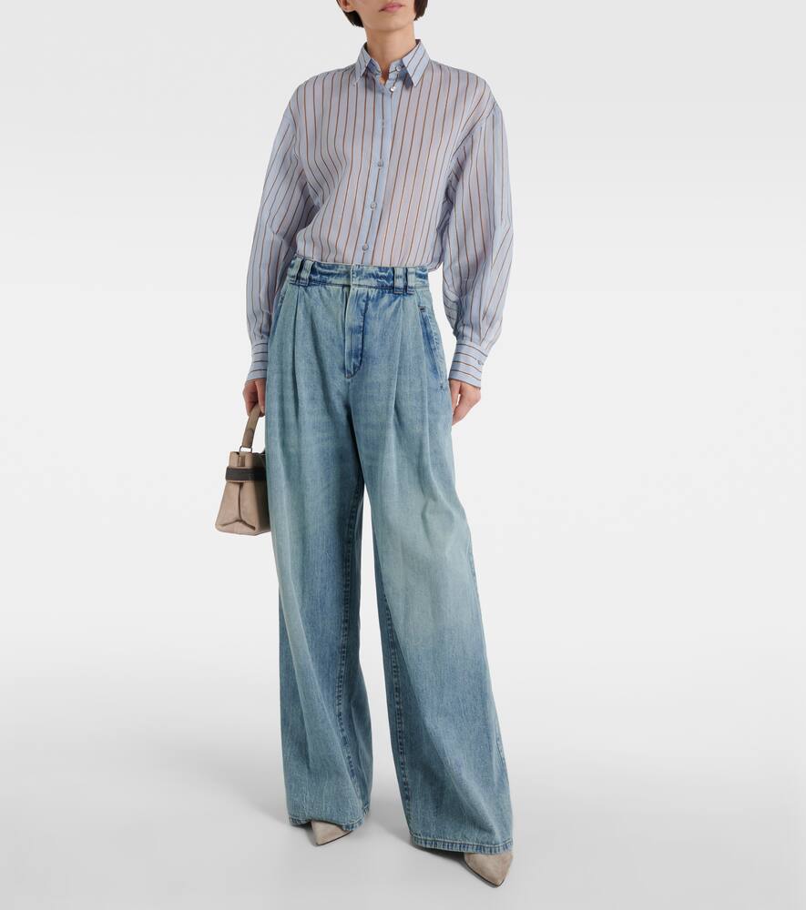 Shop Brunello Cucinelli High-rise Wide-leg Jeans In Blue