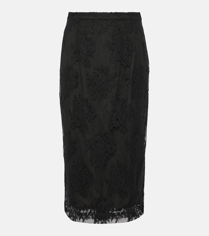 Dolce & Gabbana Cotton And Lace Midi Skirt In Black
