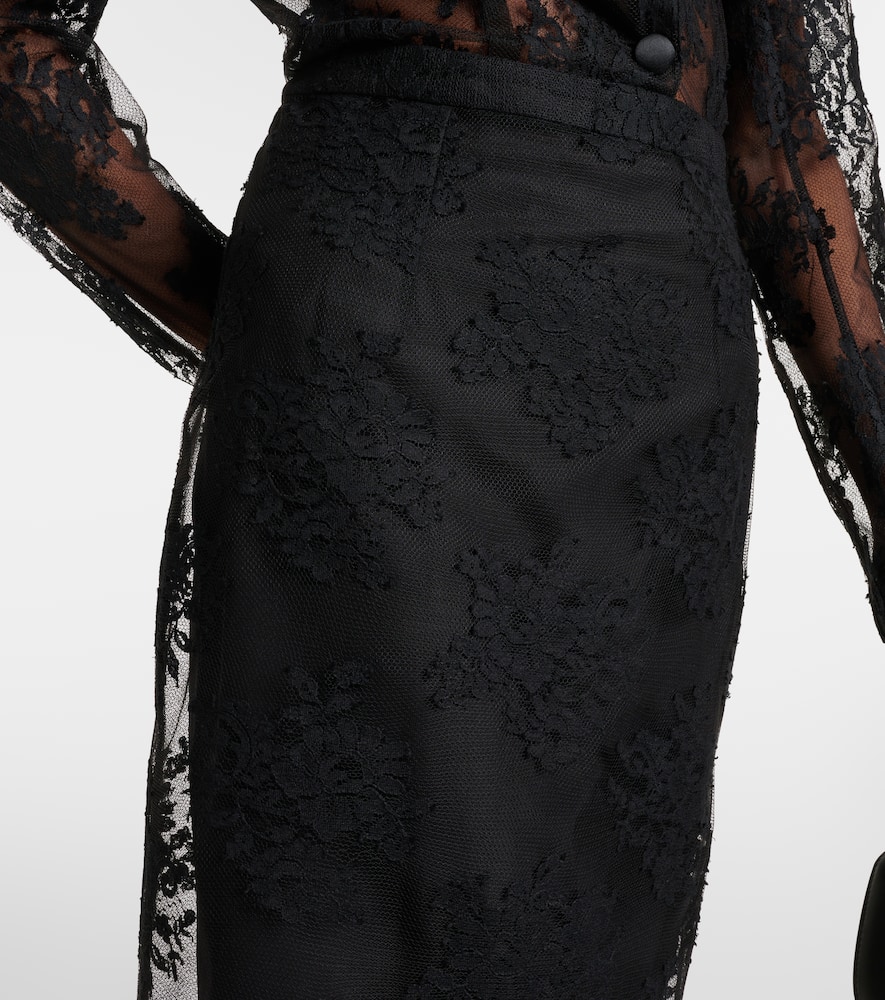 Dolce & Gabbana Cotton And Lace Midi Skirt In Black
