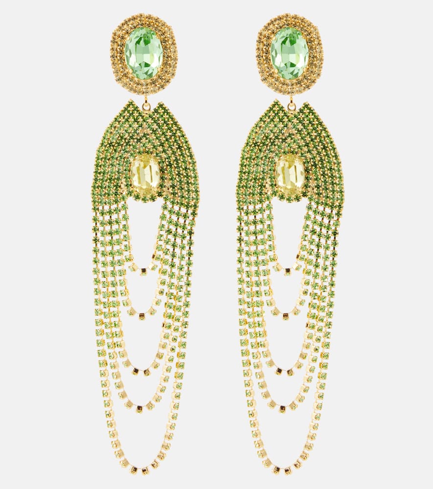 Shop Magda Butrym Crystal-embellished Clip-on Earrings In Green