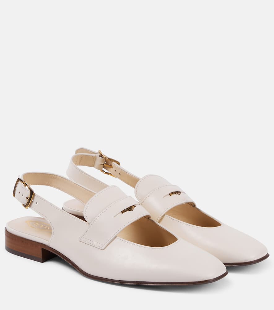 Cutout leather slingback flats