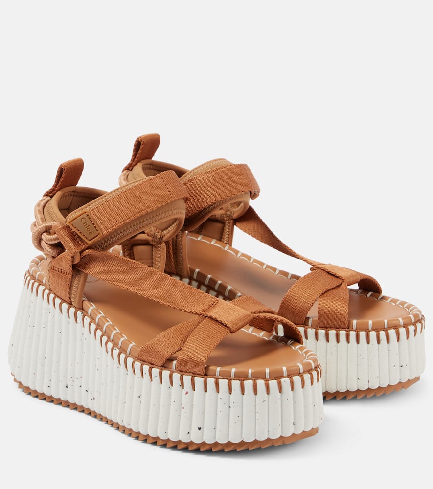 Chloé Nama Platform Wedge Sandal In Brown