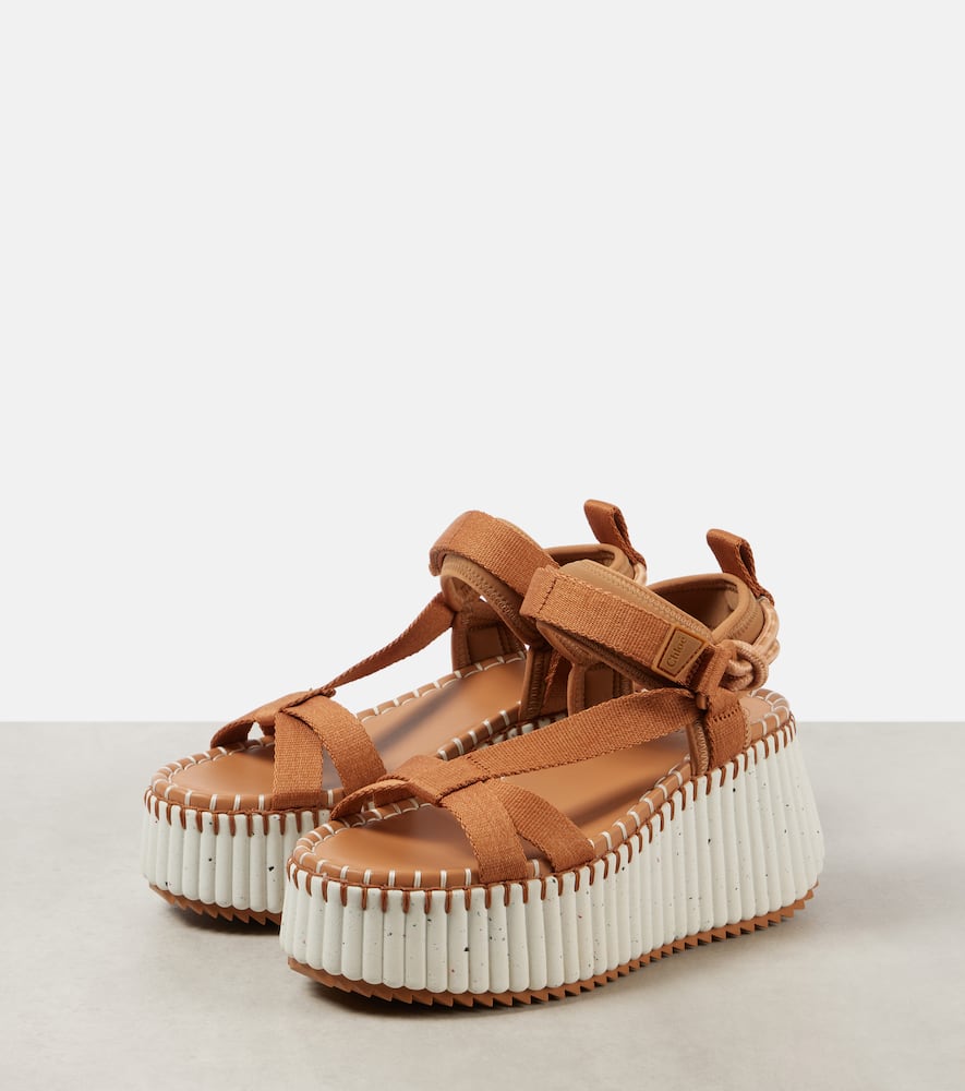Chloé Nama Platform Wedge Sandal In Brown