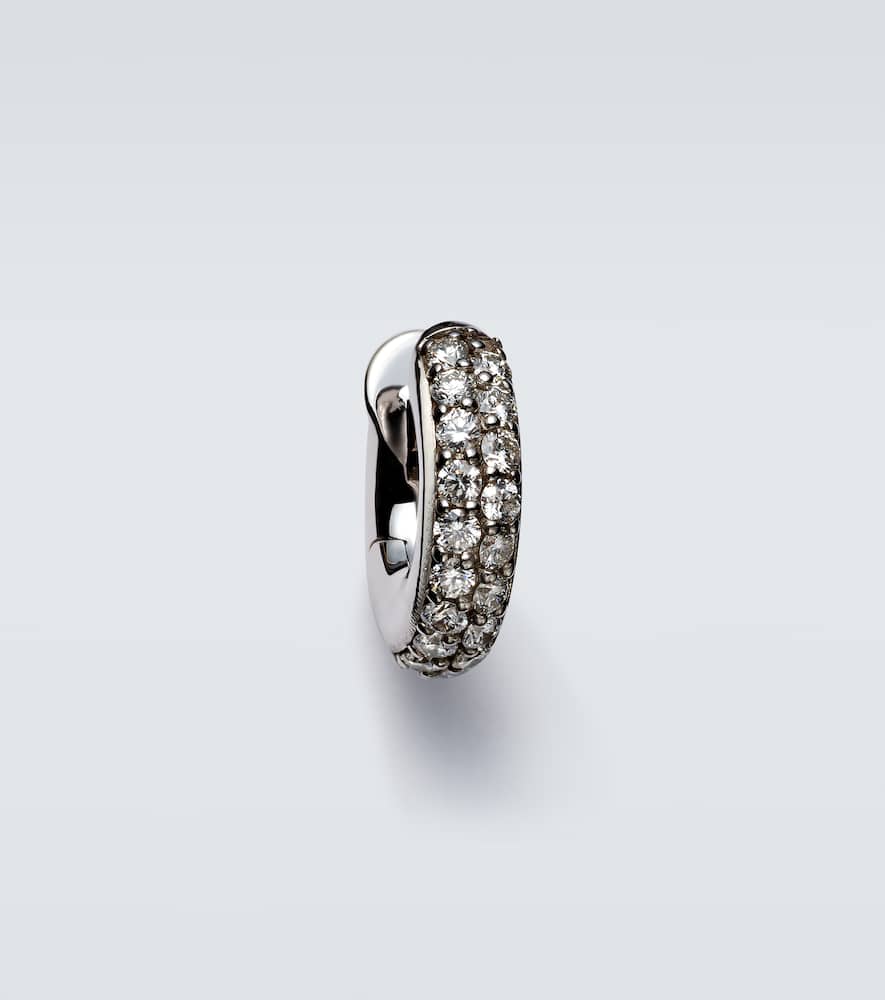 Macro Hoop Mini 18kt white gold single earring with diamonds