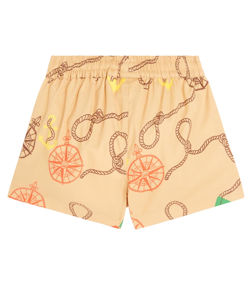 Mini Rodini Nautical Printed Cotton Shorts In Beige
